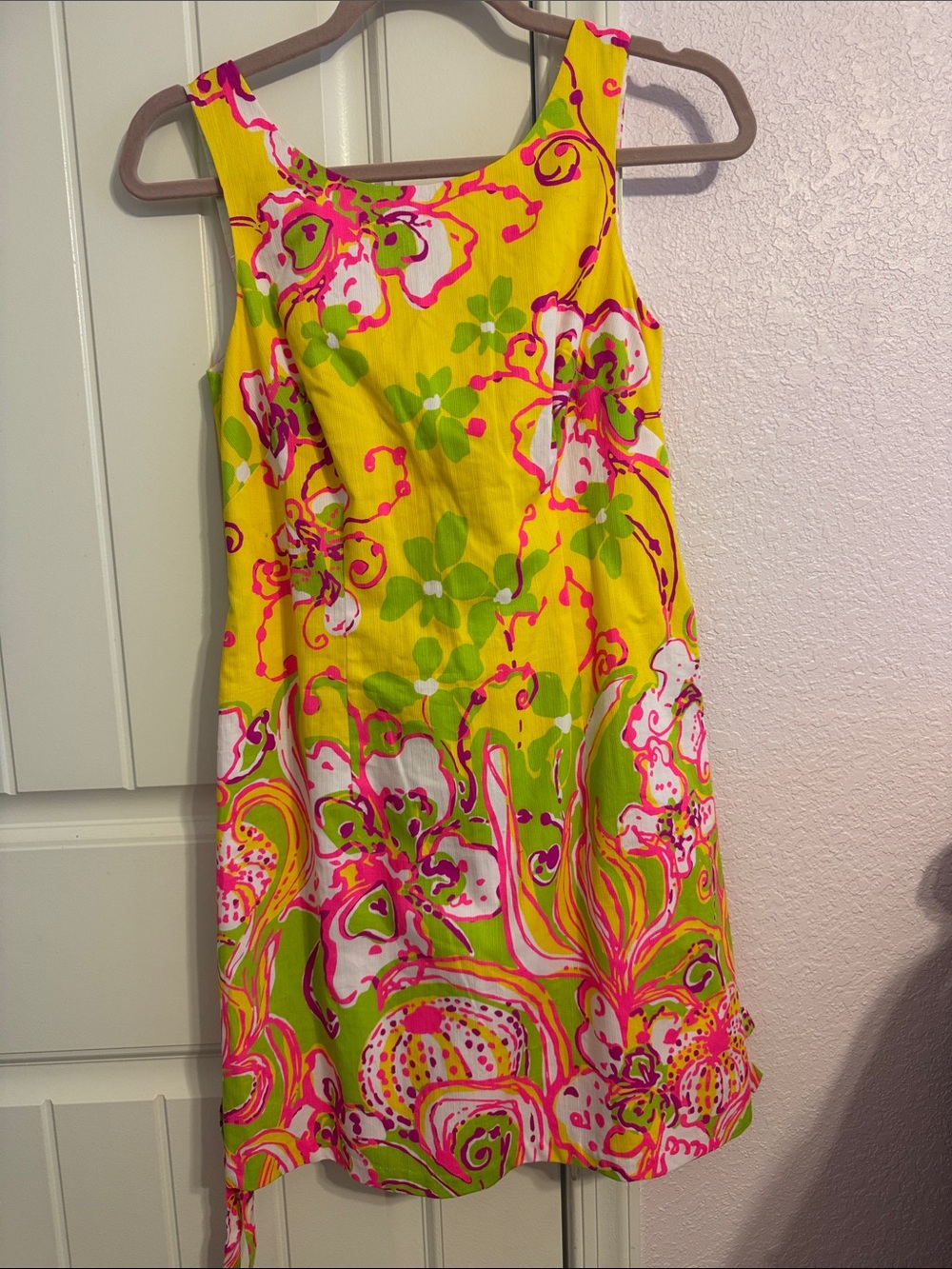 Lilly Pulitzer SunGlow Yellow Floral Shift with Pink & Green Accents